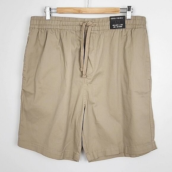 NWT Zoo York Men's Long Knee Length Cotton Stretch Sand Beige Shorts Size L - Picture 1 of 13